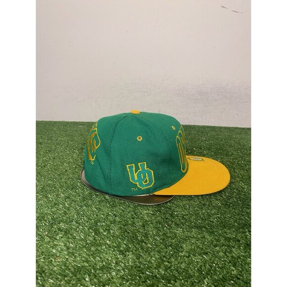 Vintage Oregon Ducks hat cap snap back green yellow bubble letter graffiti mens - Picture 6 of 9